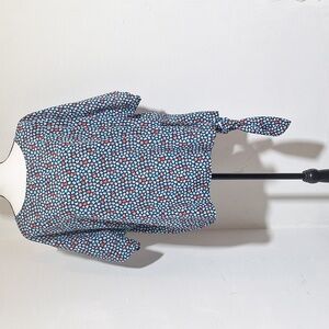 Michael Michael Kors Navy Multicolor Floral Side Tie Blouse 1X